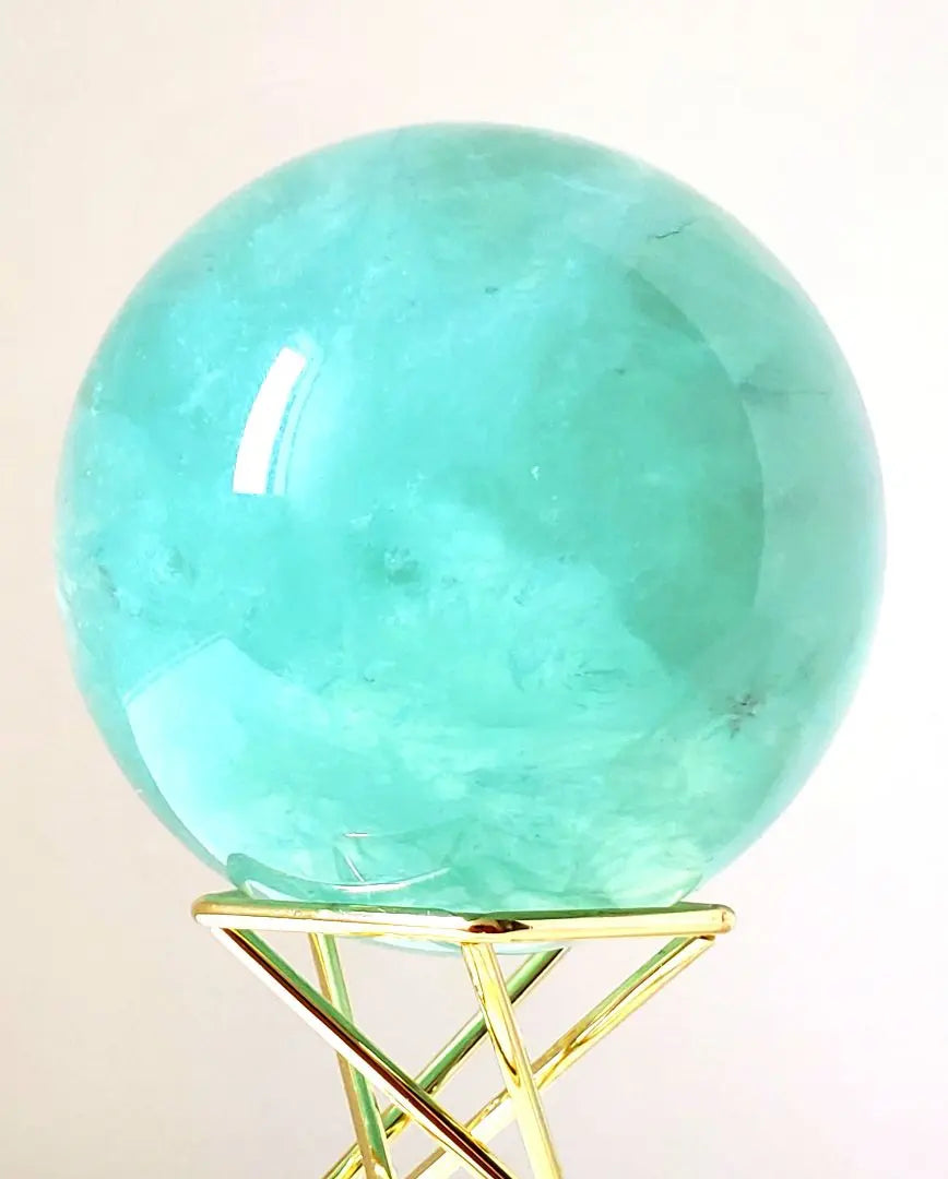 Fluorite with rainbow! Tiffany Blue Fluorite Sphere with Stand! AAA Round Ball