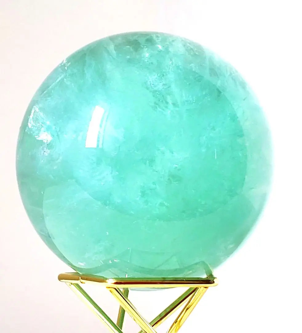 Fluorite with rainbow! Tiffany Blue Fluorite Sphere with Stand! AAA Round Ball