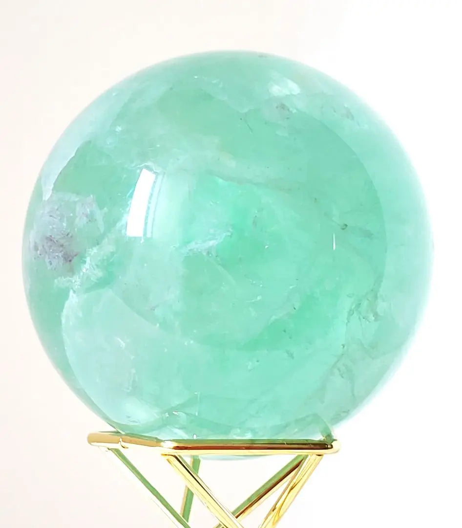 Fluorite with rainbow! Tiffany Blue Fluorite Sphere with Stand! AAA Round Ball