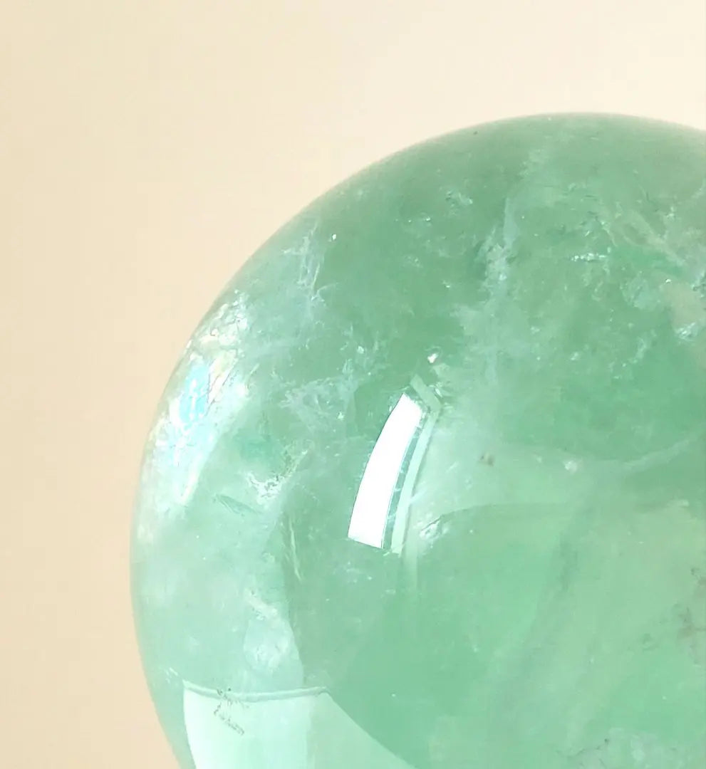 Fluorite with rainbow! Tiffany Blue Fluorite Sphere with Stand! AAA Round Ball