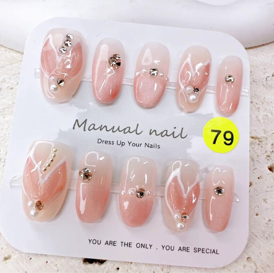 Fishtail pink actual product recommended nail tips fake nail mass-produced princess nails or y2k magnet nuance