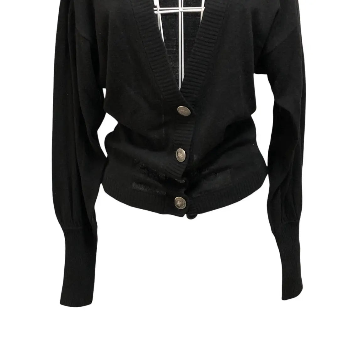 [Productos hermosos] Burberry Blue Label Cardigan Knit Logo botón Negro 38 | 【美品】 バーバリーブルーレーベル カーディガン ニット ロゴボタン 黒色 38