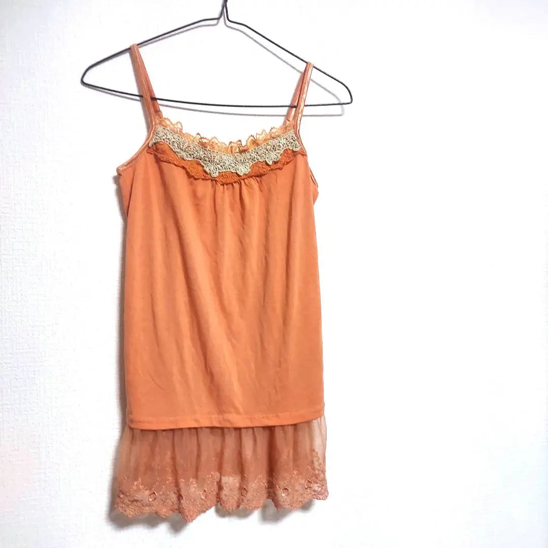 axes femme orange sparkly ruffles camisole cute M size