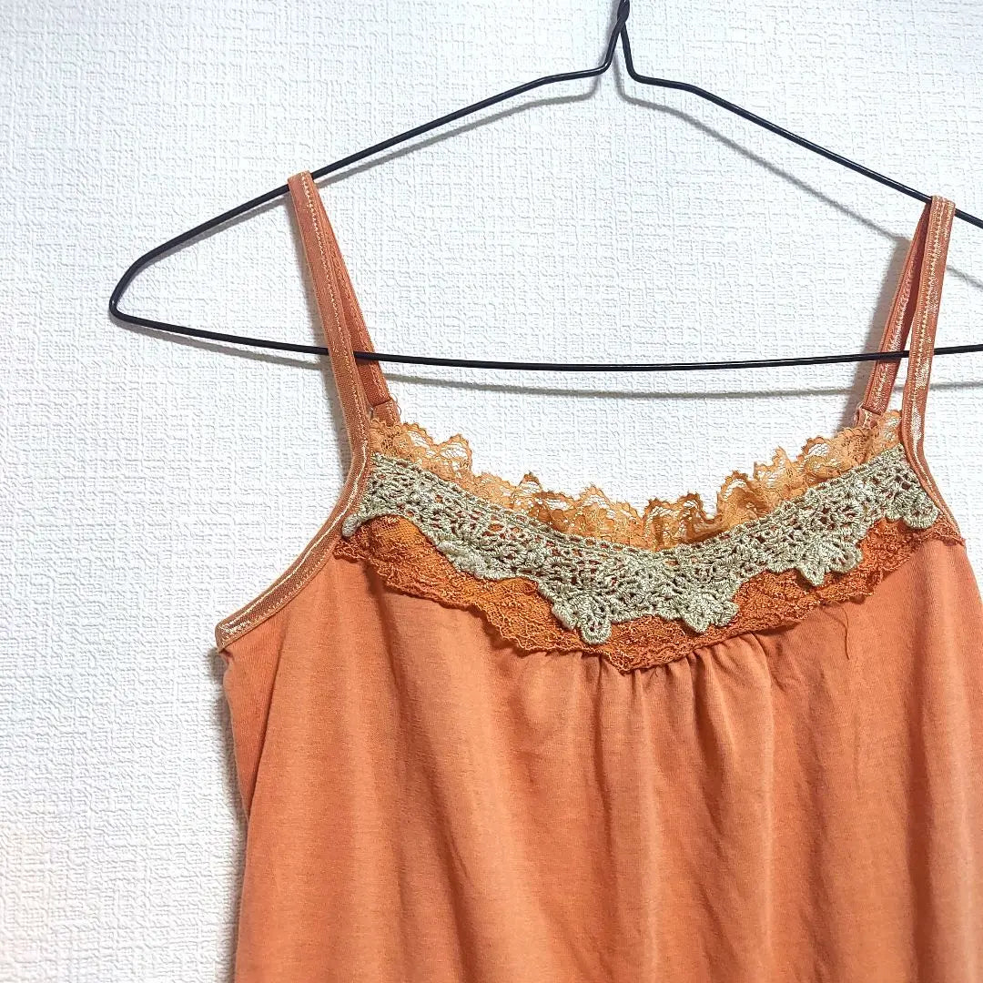 axes femme orange sparkly ruffles camisole cute M size