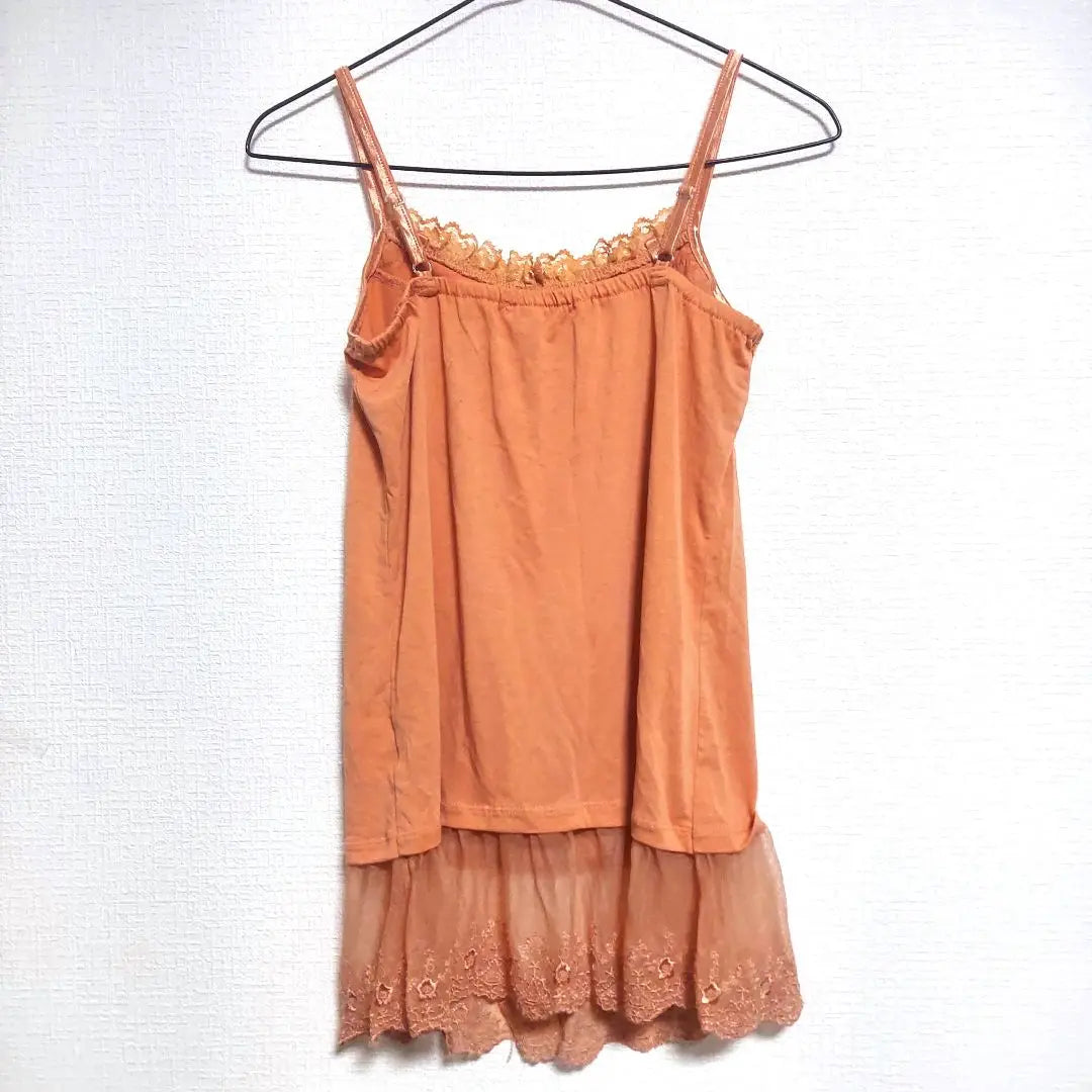 axes femme orange sparkly ruffles camisole cute M size