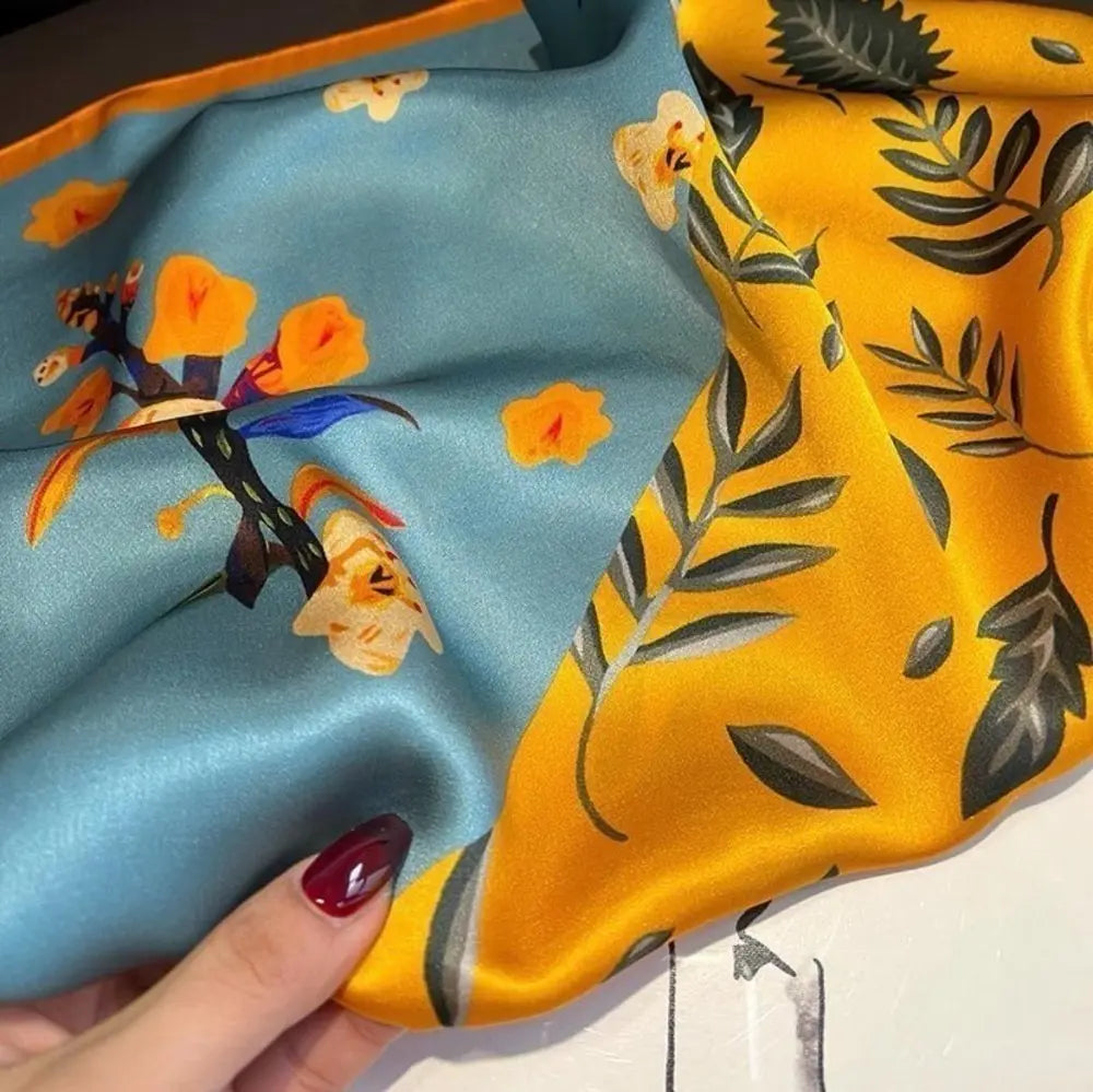 Best-selling product ♡ Luxury Orange Blue Scarf Silk-style Satin Stylish