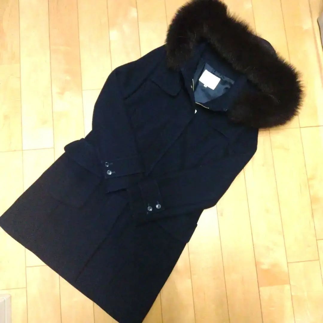 Début de Fiore Duffle Coat Size 36 Navy Real Fur