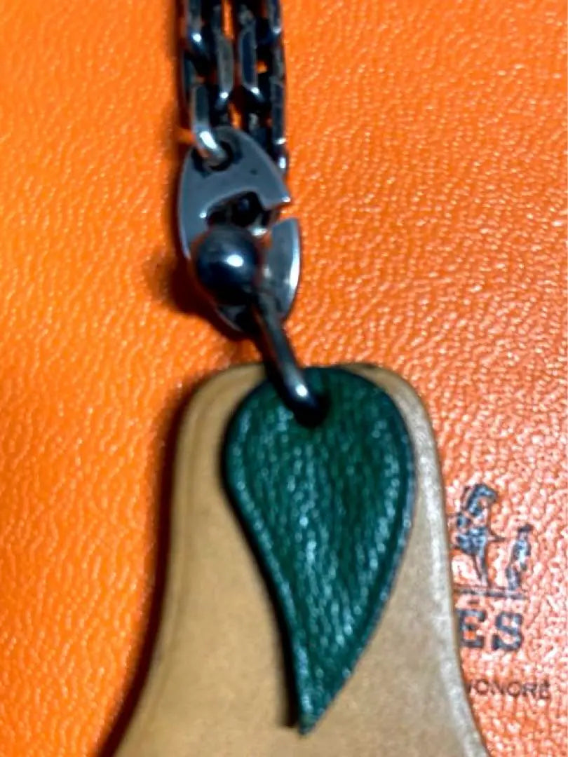 HERMES Fruit Porto Cre Keychain Charm Leather Pear