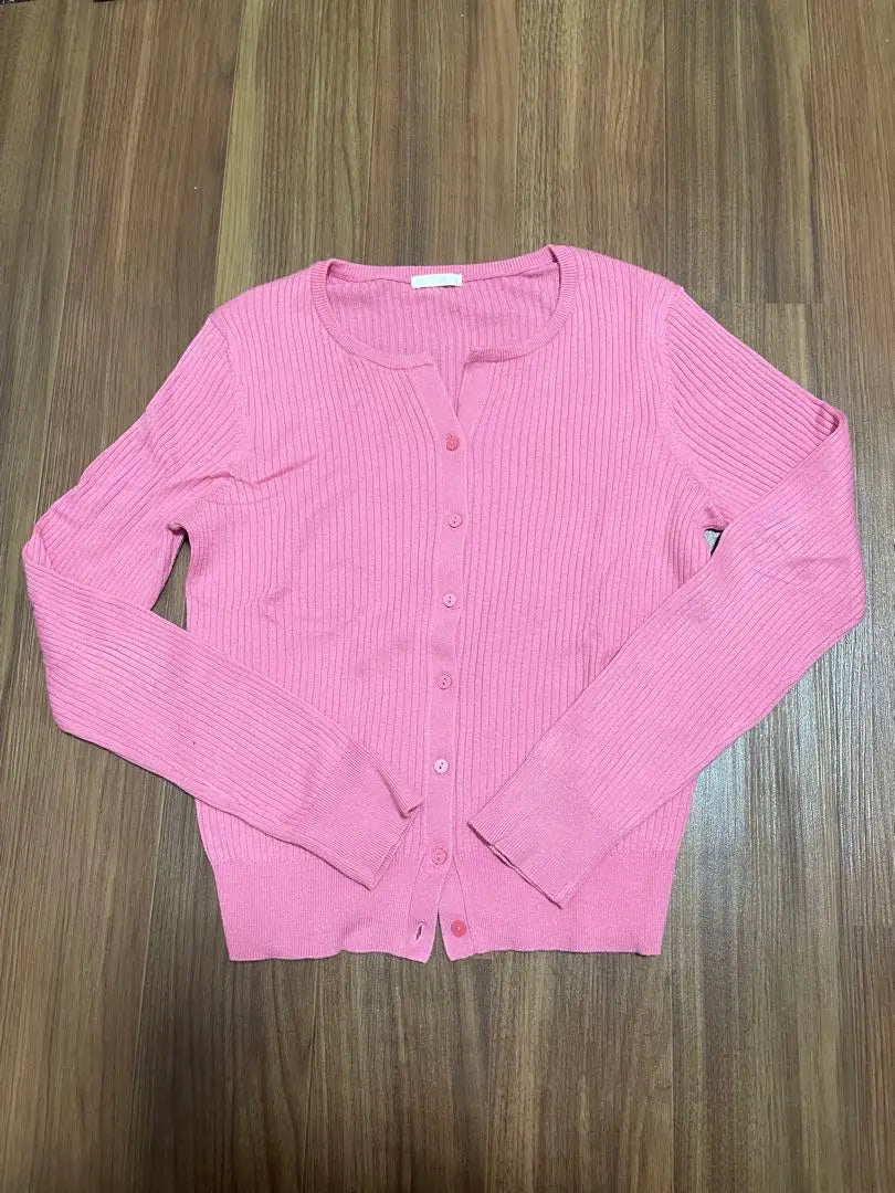 GU UV Cut Rib Compact Cardigan Long Sleeve Pink | GU UVカットリブコンパクトカーディガン　長袖　ピンク