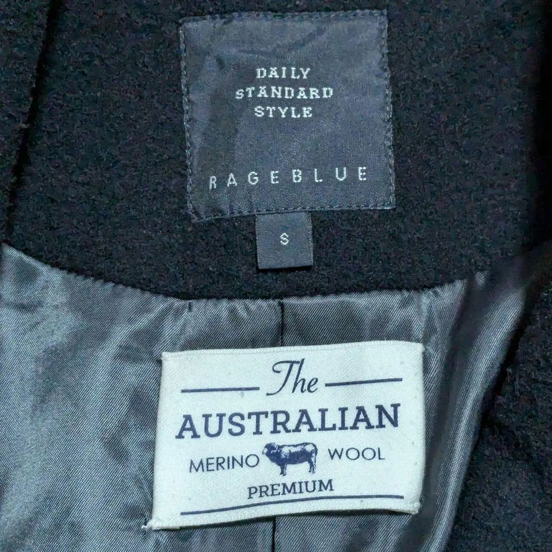 [Rageblue] Corte de lana merino australiano para hombres Azul marino para hombres | 【RAGEBLUE】メリノ ウール コート オーストラリアン 紳士 メンズ 紺