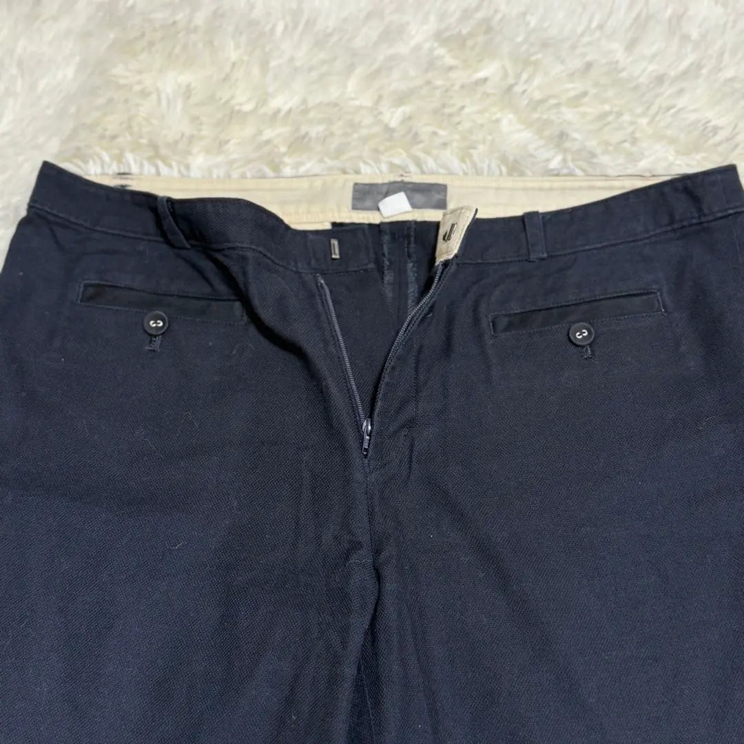 [human woman] (4) Navy straight pants with women's buttons