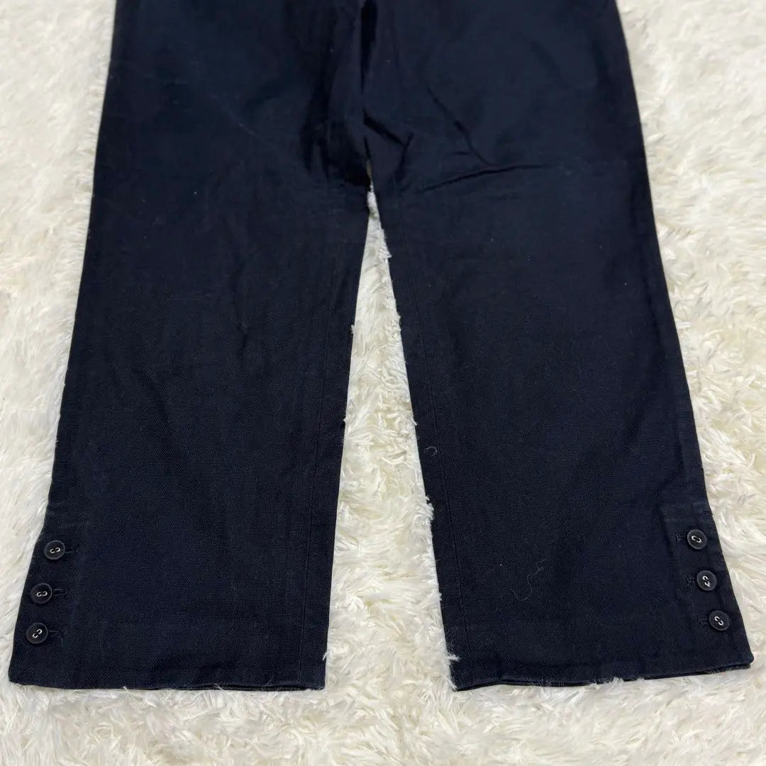 [human woman] (4) Navy straight pants with women's buttons