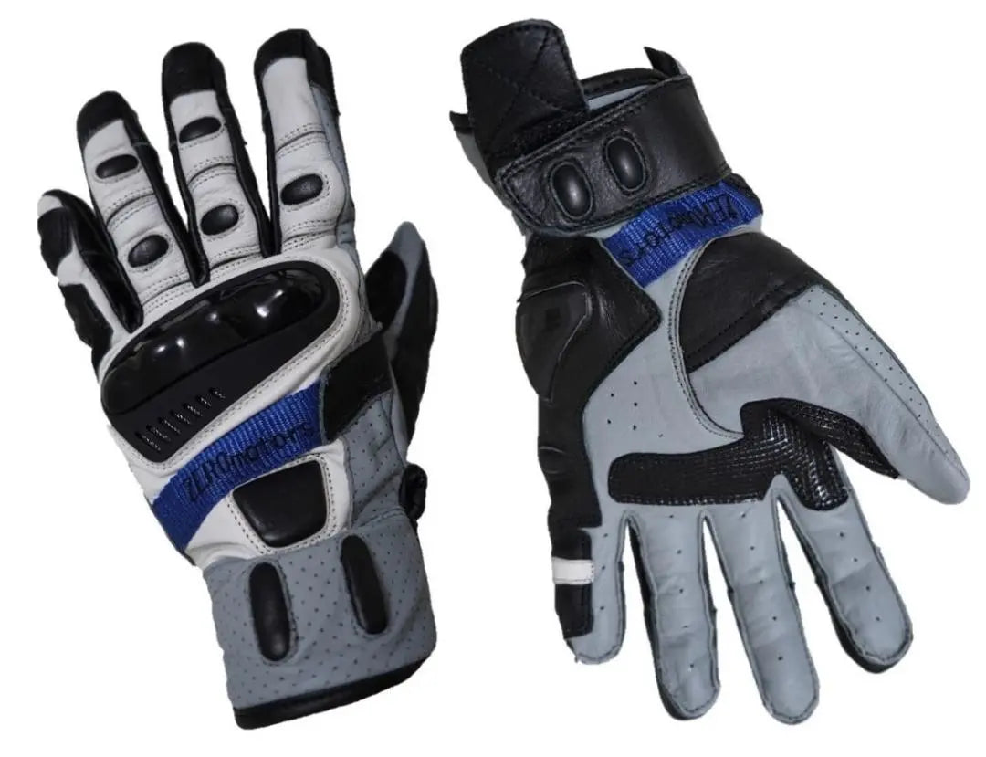 Guantes de Moto Moto Cuero Auténtico Azul Todo Cuero ▶M!! !