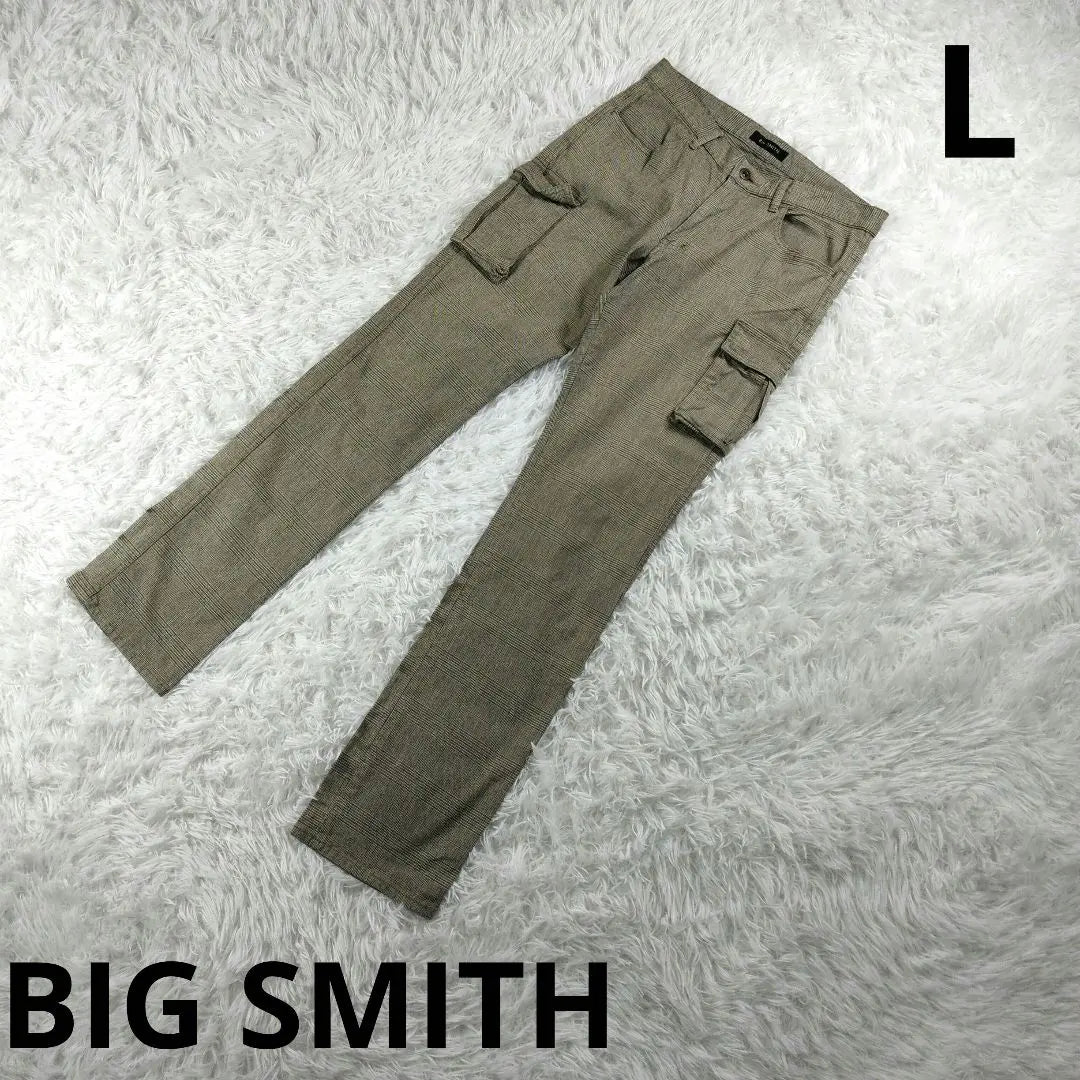 "BIG SMITH" Cargo Pants, Green Glen Check, Size L, Men's