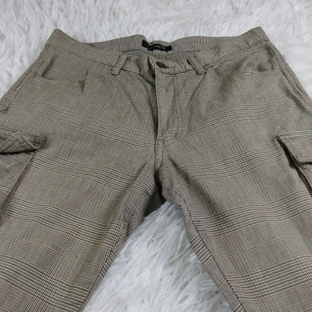 "BIG SMITH" Cargo Pants, Green Glen Check, Size L, Men's