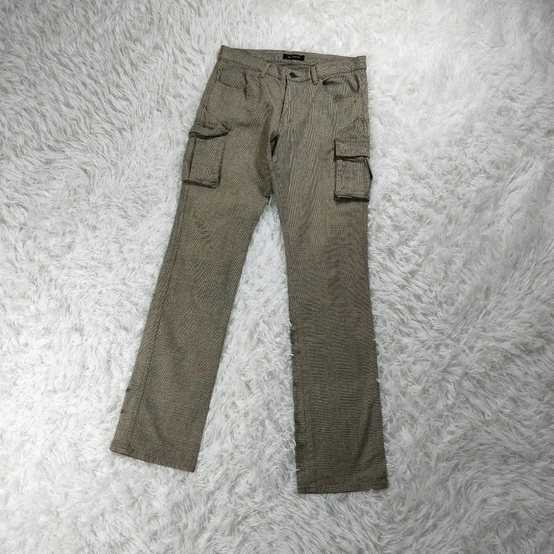 "BIG SMITH" Cargo Pants, Green Glen Check, Size L, Men's