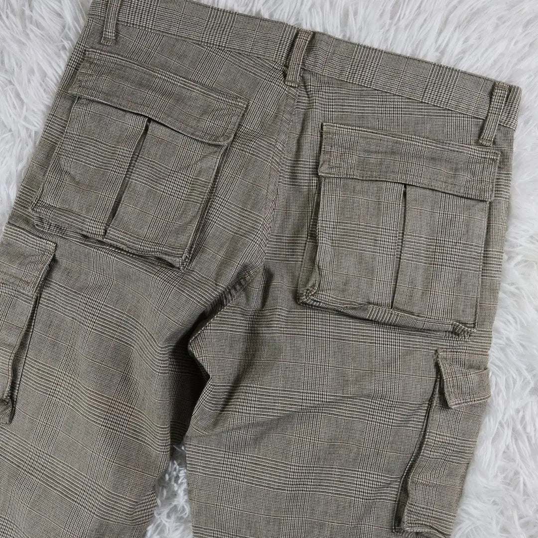 "BIG SMITH" Cargo Pants, Green Glen Check, Size L, Men's