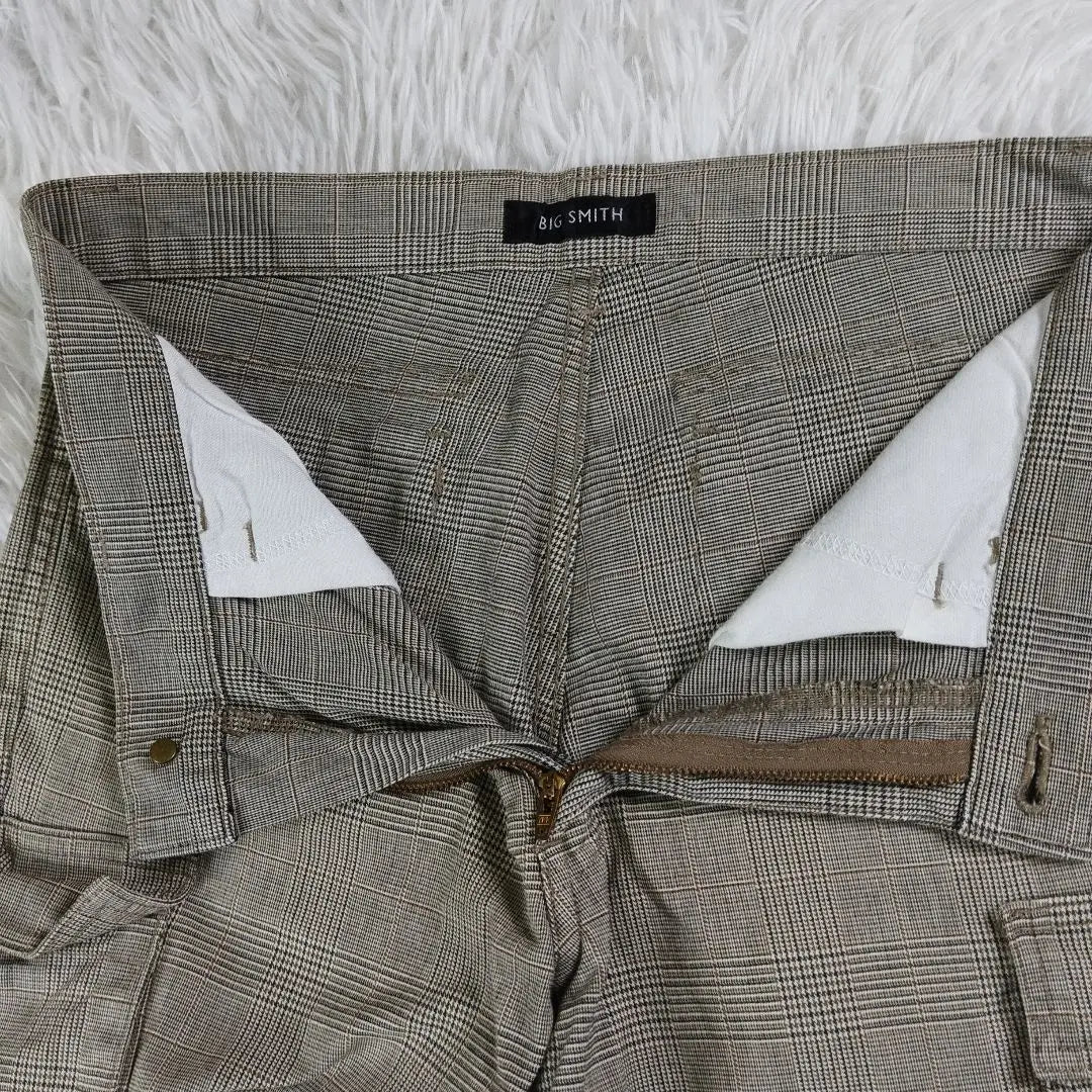 "BIG SMITH" Cargo Pants, Green Glen Check, Size L, Men's