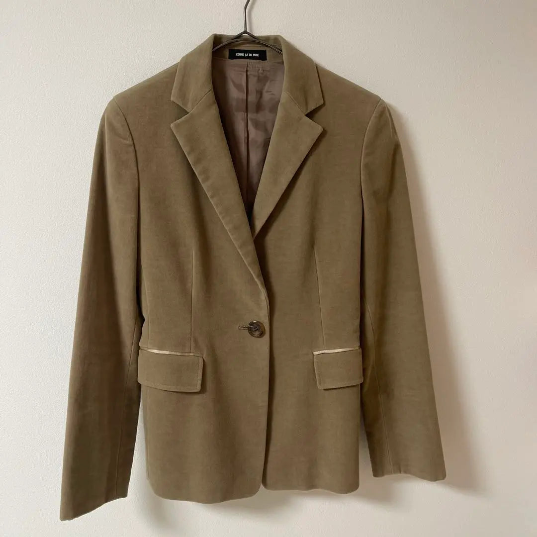 Comme Sade Mode Tailored Jacket Velour Satin Beige Size 7