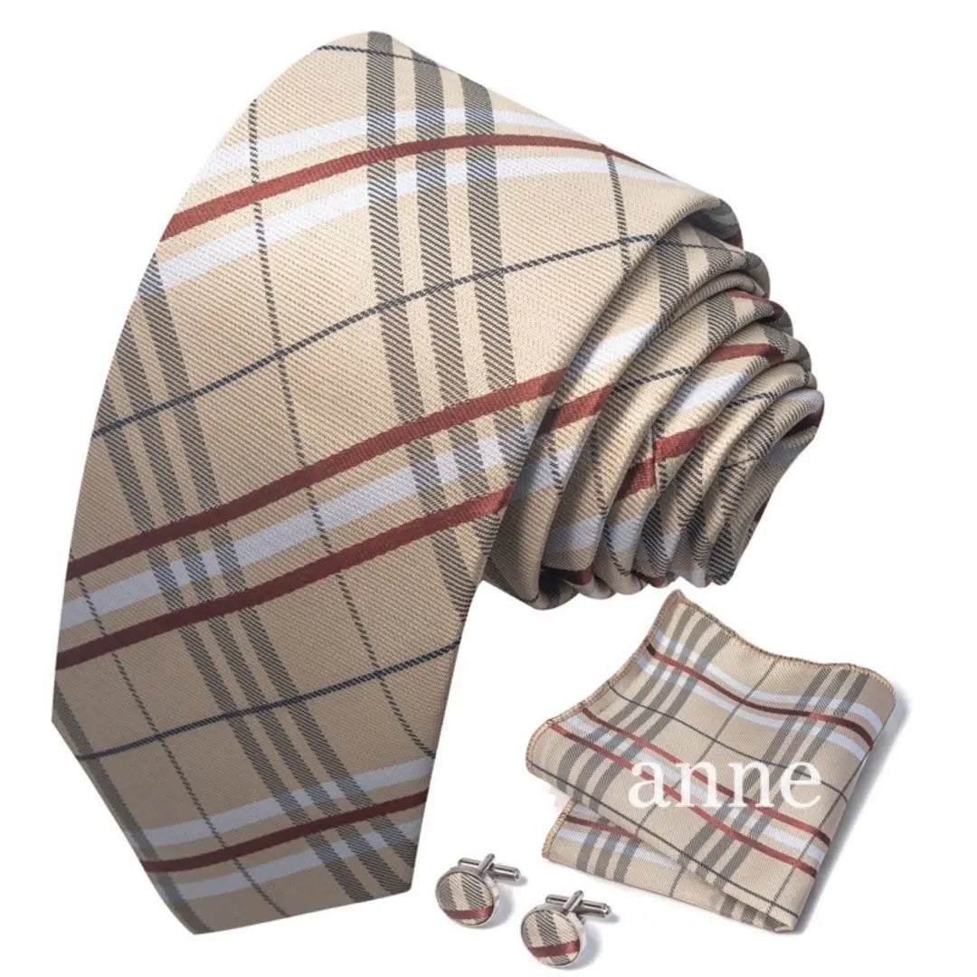 3-piece set, tie, chief, cufflinks, business, wedding, company entrance ceremony, KS①