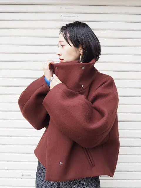 mici outerwear sold out wool short coat brown rosebud