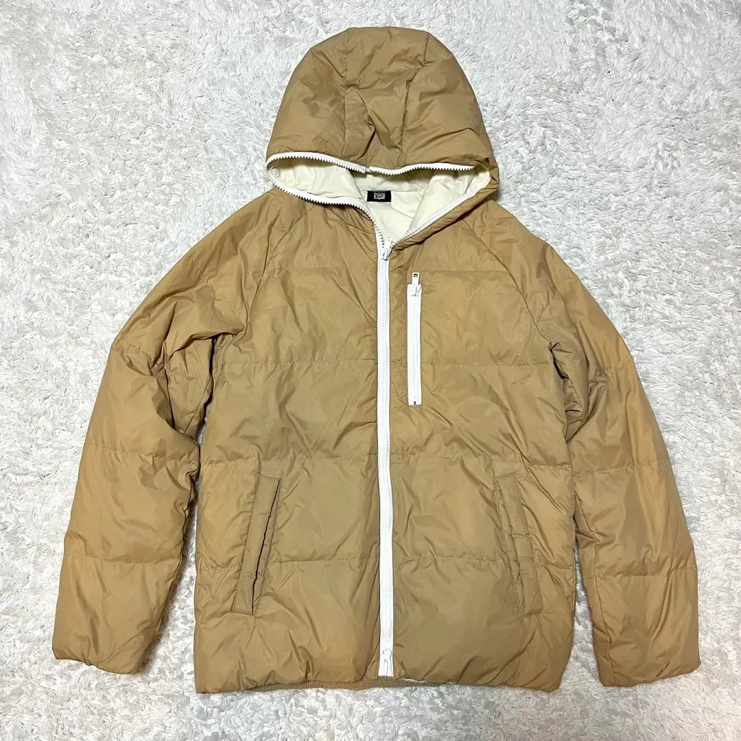 Beautiful condition Onitsuka Tiger Down Jacket Beige Hooded Padded M