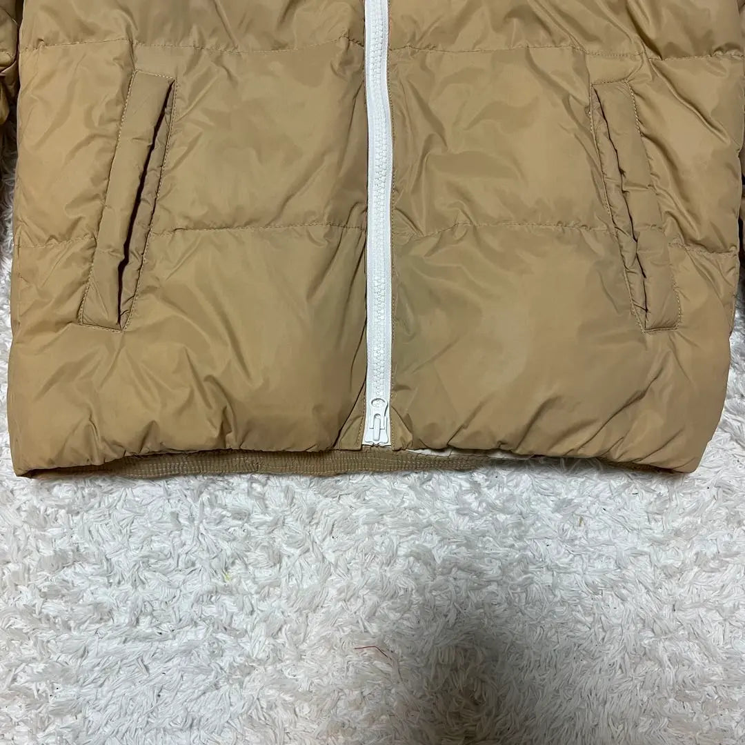 Beautiful condition Onitsuka Tiger Down Jacket Beige Hooded Padded M