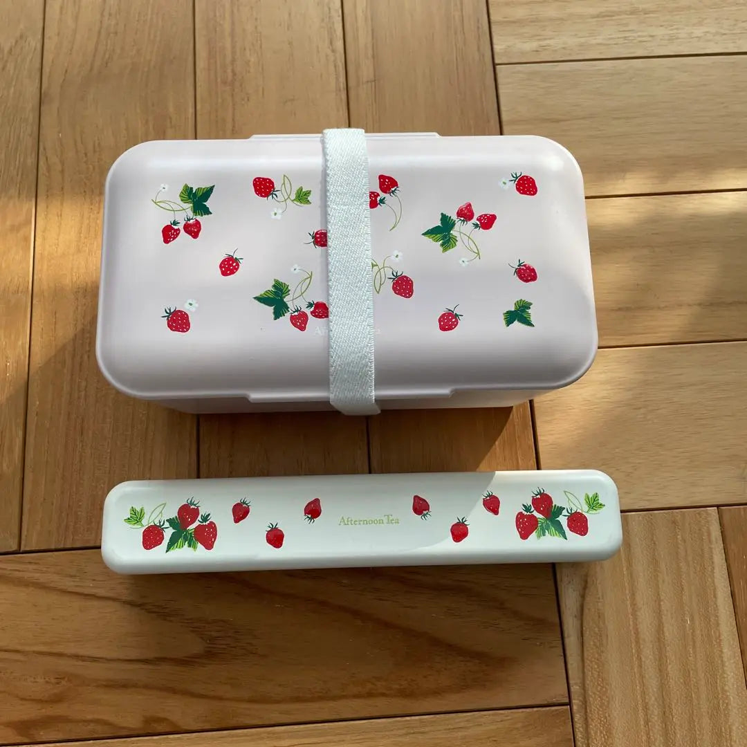 Afternoon Tea Strawberry Lunch Box & Cutlery Set Bento Box