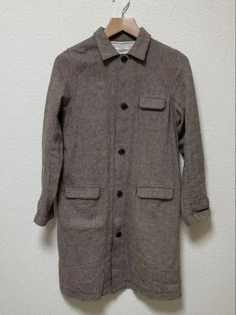 ichi Ichi Brown Long Coat Spring/Summer Cotton Linen