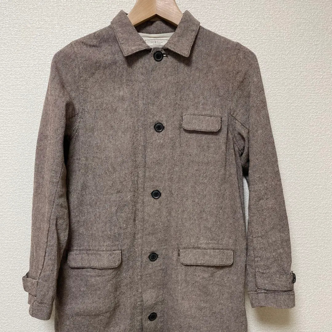 ichi Ichi Brown Long Coat Spring/Summer Cotton Linen