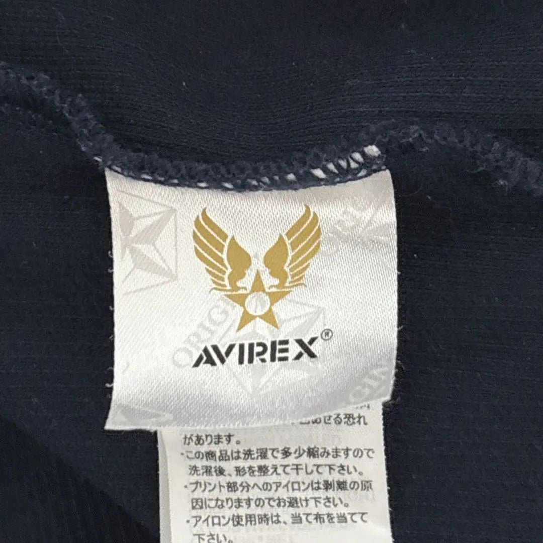 [Avirex USA] Camiseta de manga larga cortada y cosida XL con cuello Henley azul marino