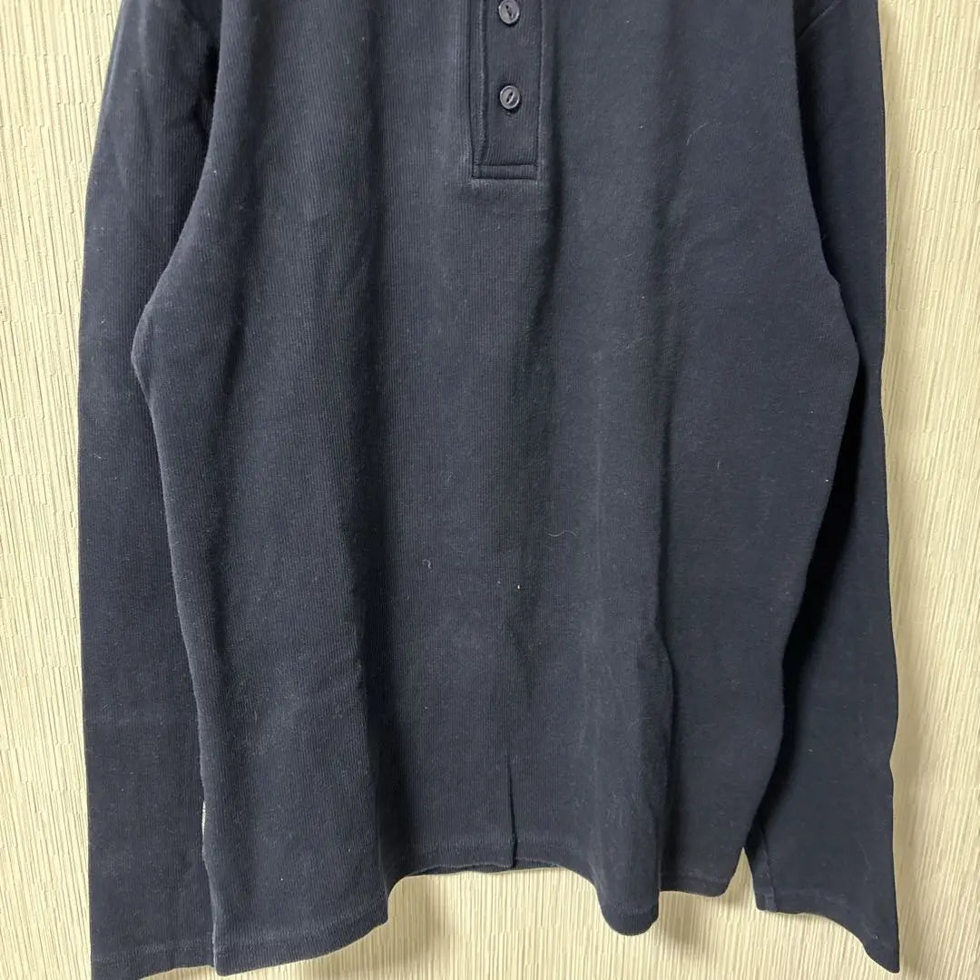 [Avirex USA] Long sleeve cut and sew XL Henley neck navy blue