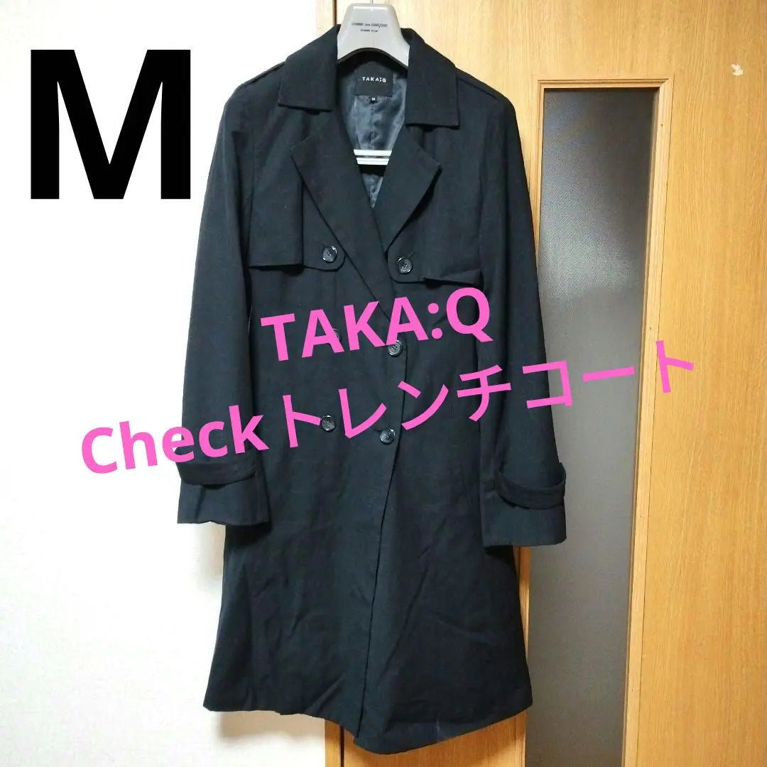 [Good condition] Takakyu Rayon Blend Check Trench Coat M Dark Navy | 【美品】タカキュー レーヨン混チェックトレンチコート M ダークネイビー