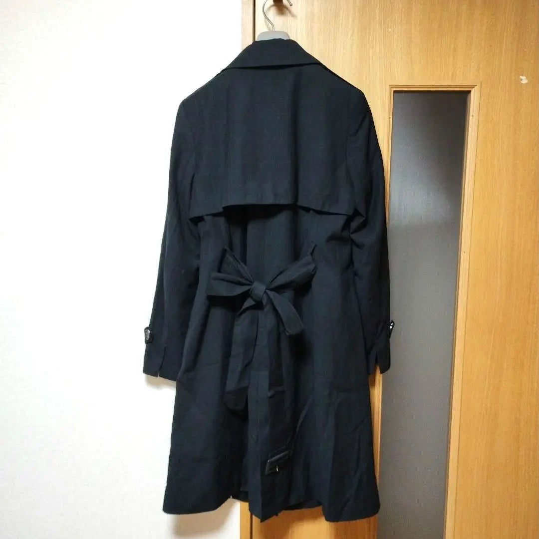 [Good condition] Takakyu Rayon Blend Check Trench Coat M Dark Navy | 【美品】タカキュー レーヨン混チェックトレンチコート M ダークネイビー