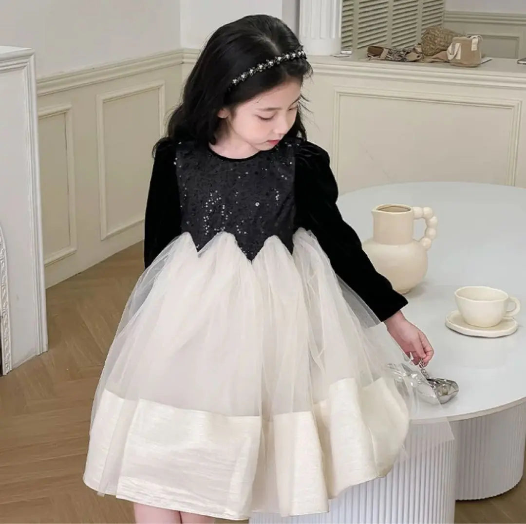 ♡ Tulle Dress One Piece Black White ♡ 150 Cute Formal E