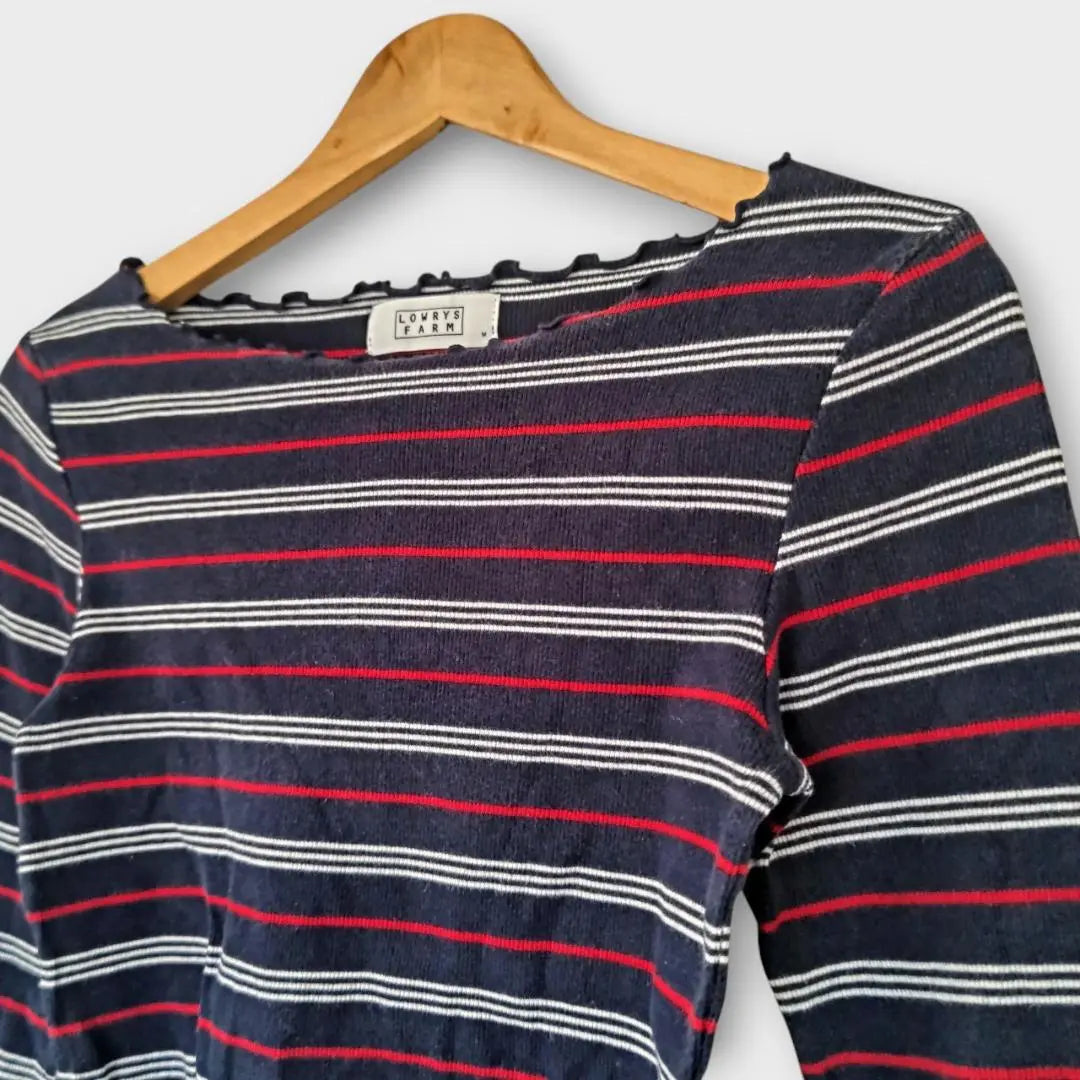 Lowry's Farm Mellow Ruffle Border Cut and Sew Boat Neck Long Sleeve