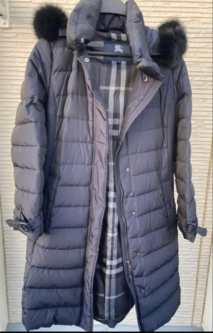 Beautiful condition Burberry Long Down Coat 44 XL Women's Navy