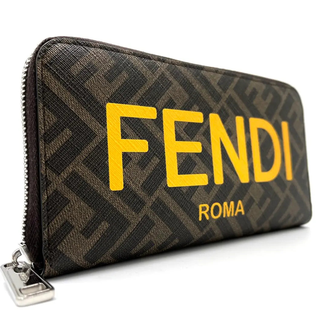 [Extremely beautiful] Fendi long wallet logo print Zucca round unisex brown