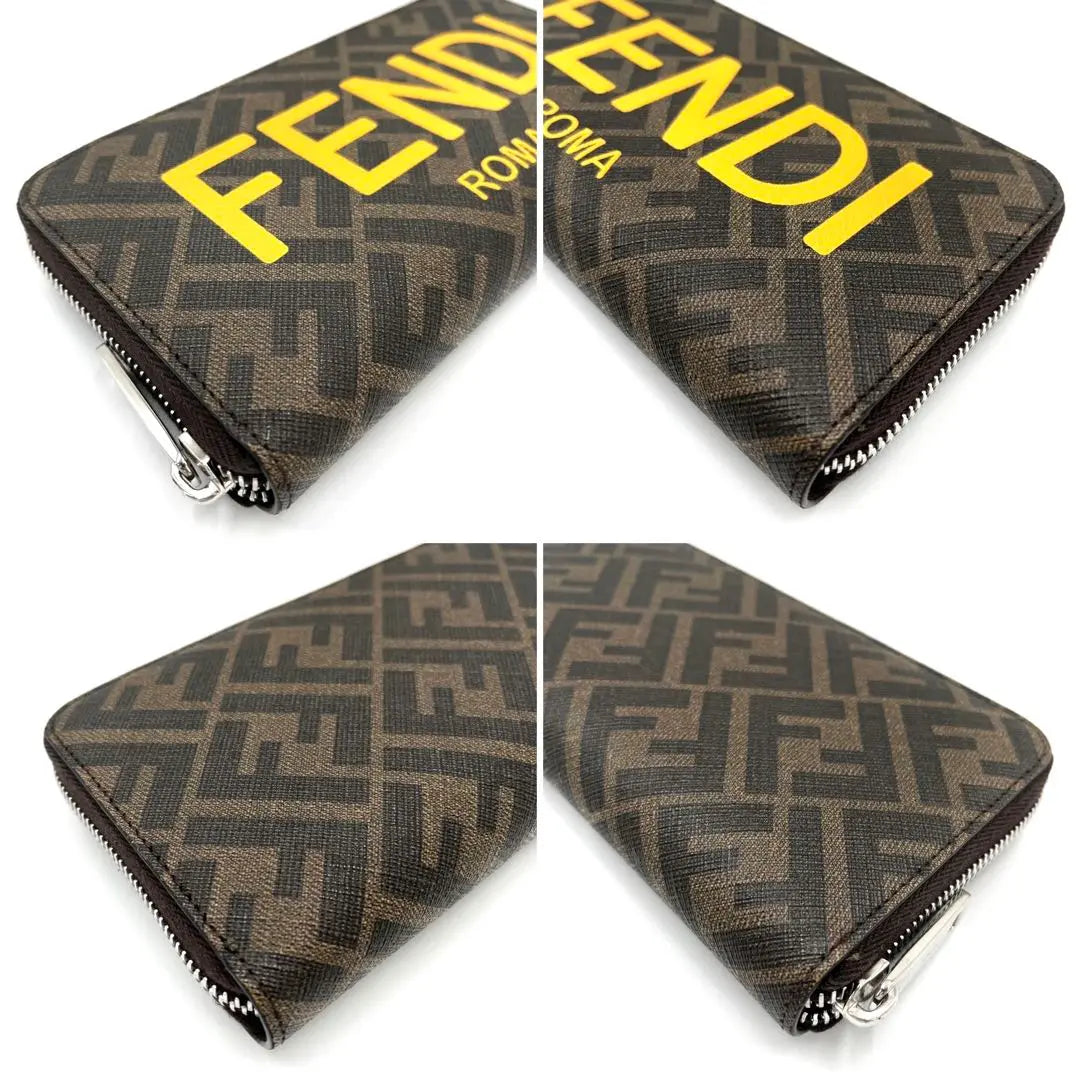 [Extremely beautiful] Fendi long wallet logo print Zucca round unisex brown