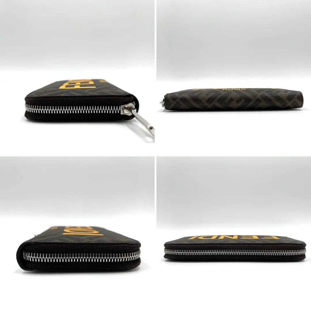 [Extremely beautiful] Fendi long wallet logo print Zucca round unisex brown