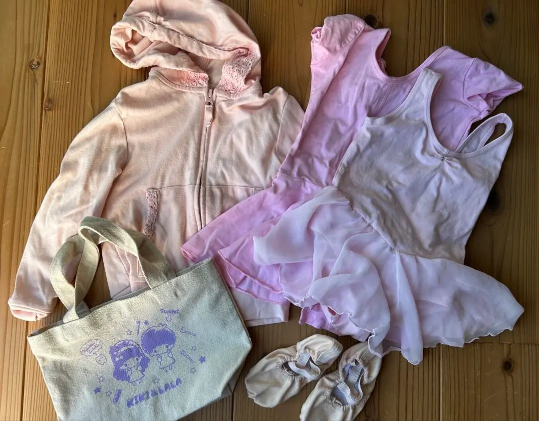 Ballet Leotard Shoes 100 110 Hoodie Pink Set | バレエ レオタード シューズ 100 110 パーカー ピンク セット