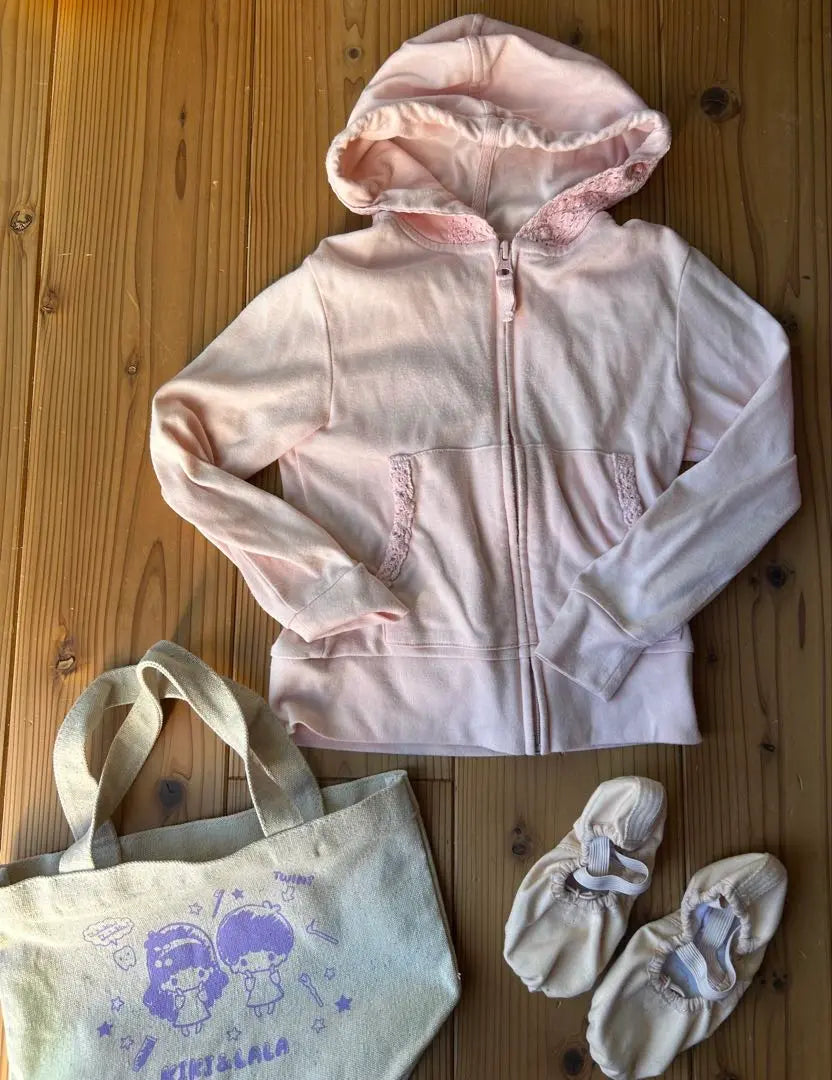 Ballet Leotard Shoes 100 110 Hoodie Pink Set | バレエ レオタード シューズ 100 110 パーカー ピンク セット