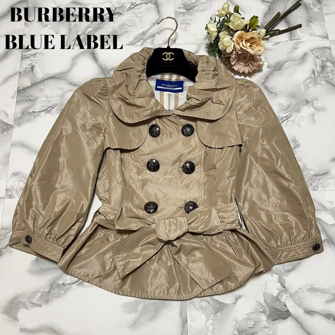 [Extremely beautiful] Burberry Blue Label Short Trench Hose Mark Nova Check