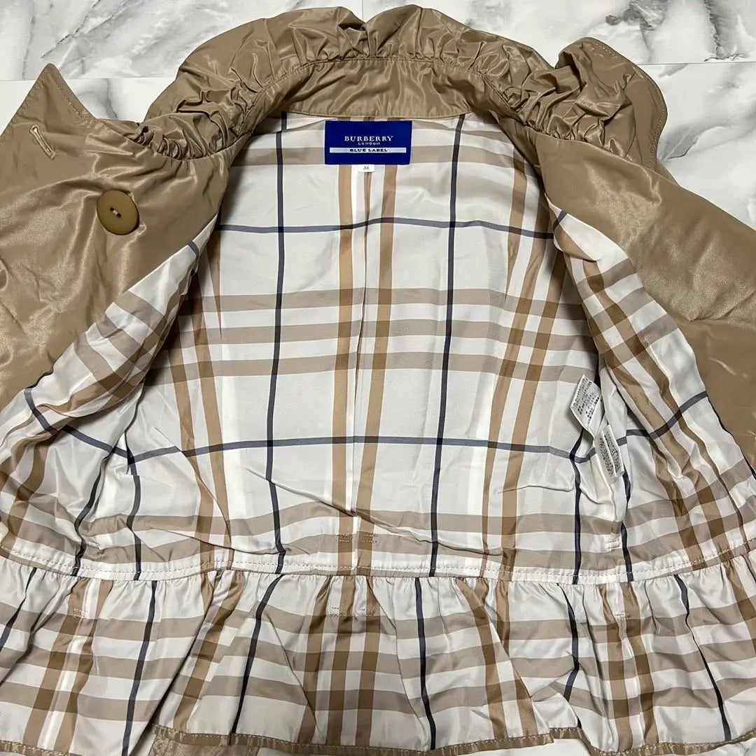 [Extremely beautiful] Burberry Blue Label Short Trench Hose Mark Nova Check