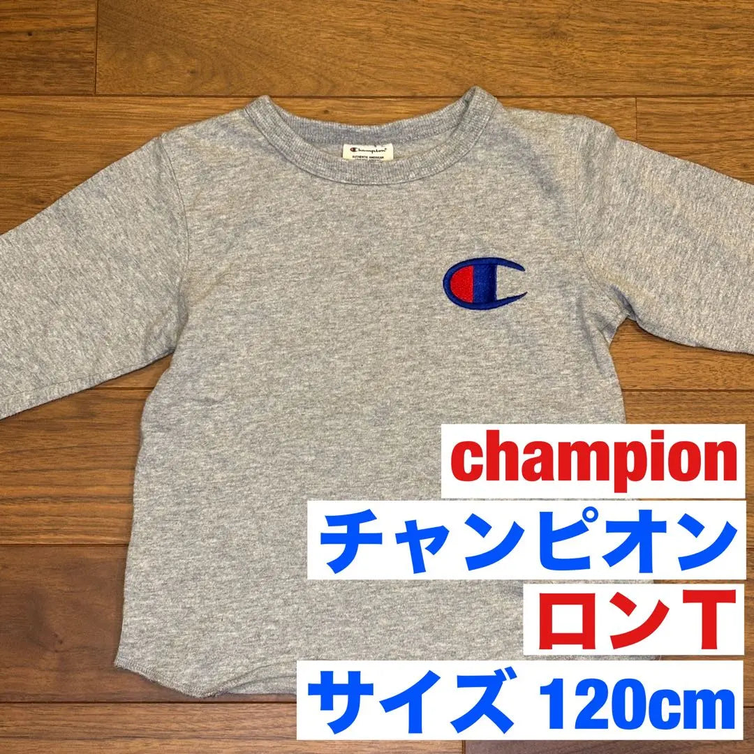 ✨CHAMPION Champion Camiseta gris larga 120cm Logo bordado✨ | ✨CAMPEÓN チャンピオン グレー ロンT 120cm ロゴ刺繍✨