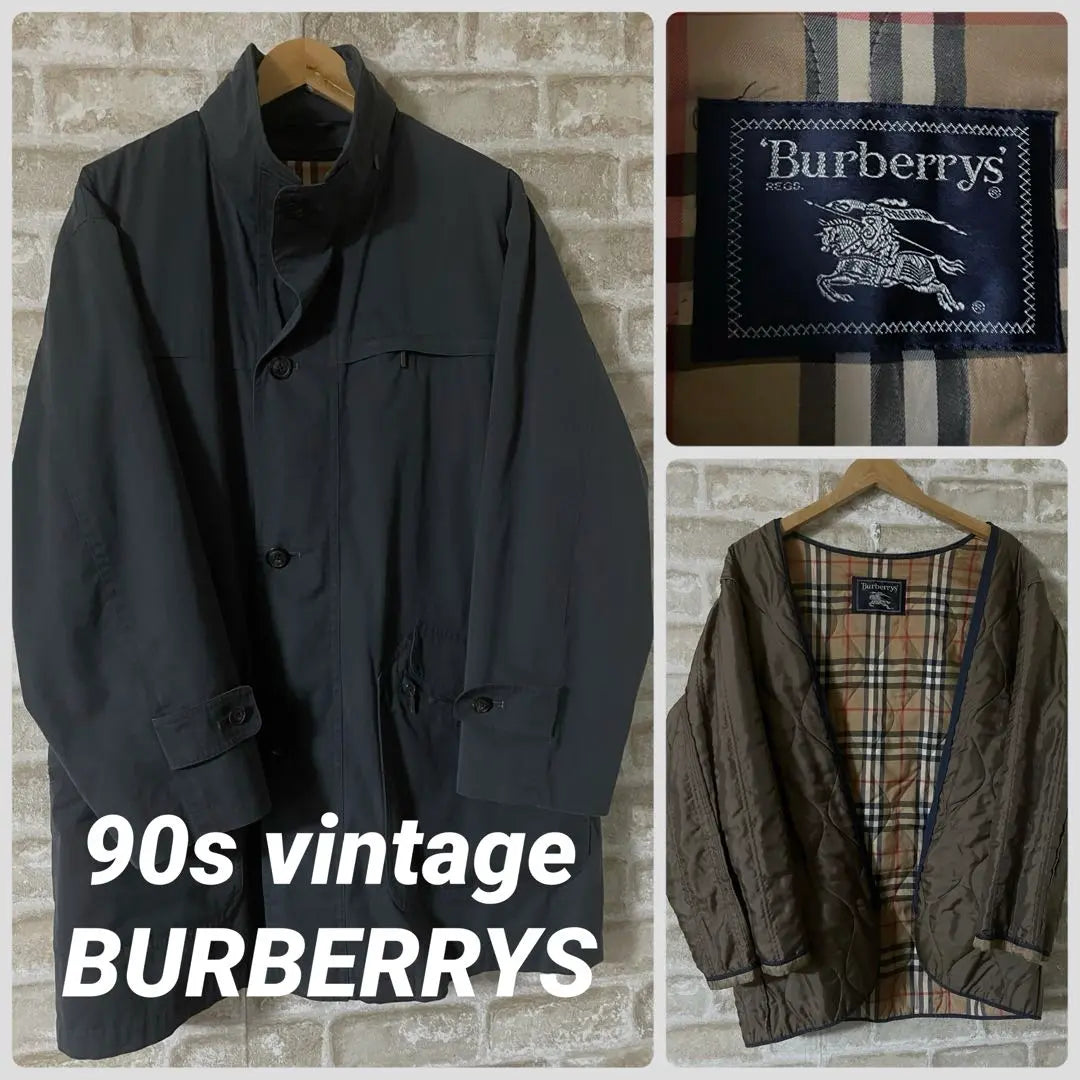 Vintage 90s BURBERRYS Men's L Coat Nova Check Hood