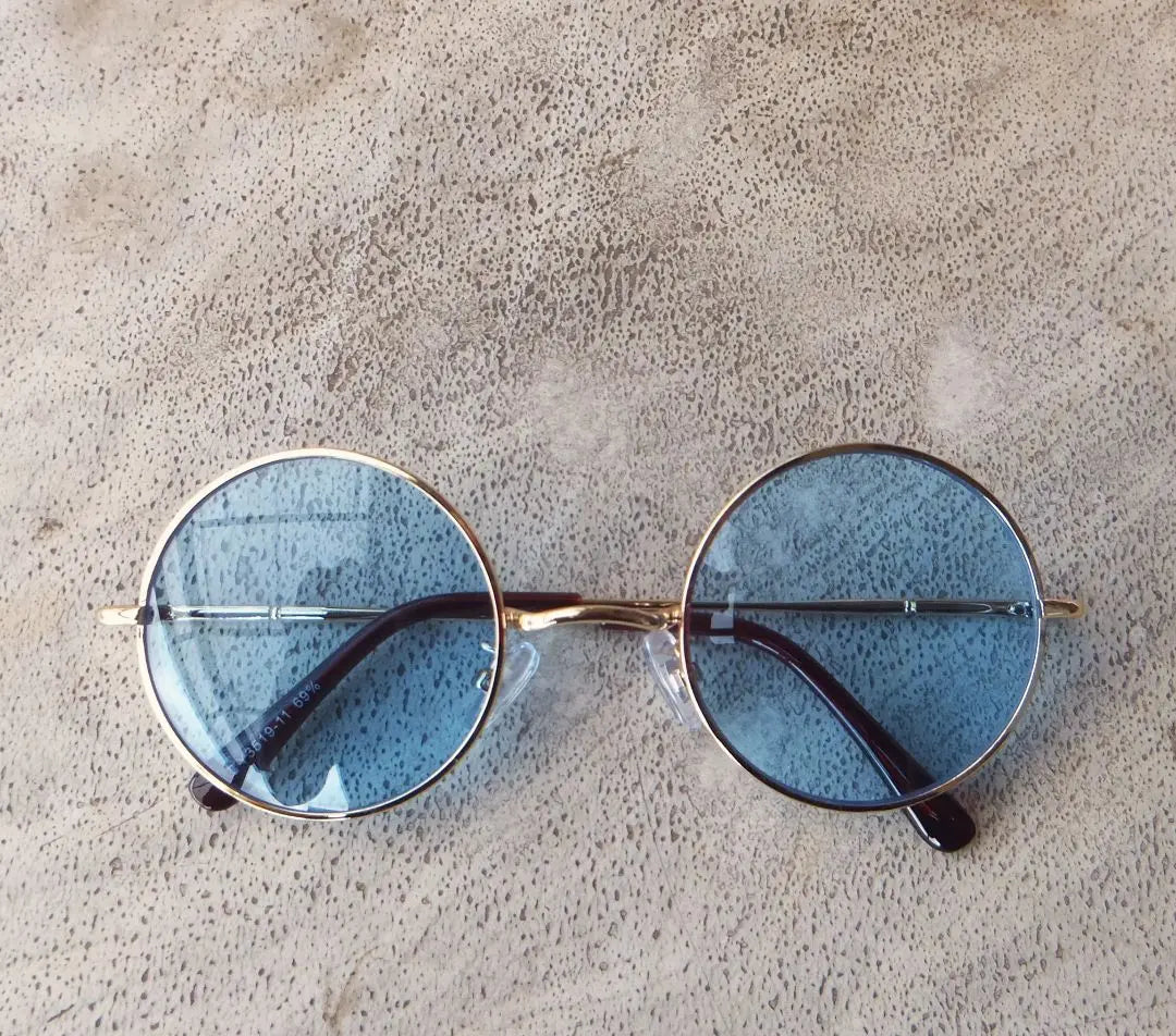 Round Glasses Sunglasses Demi Brown. Gold x Light Blue Round Type