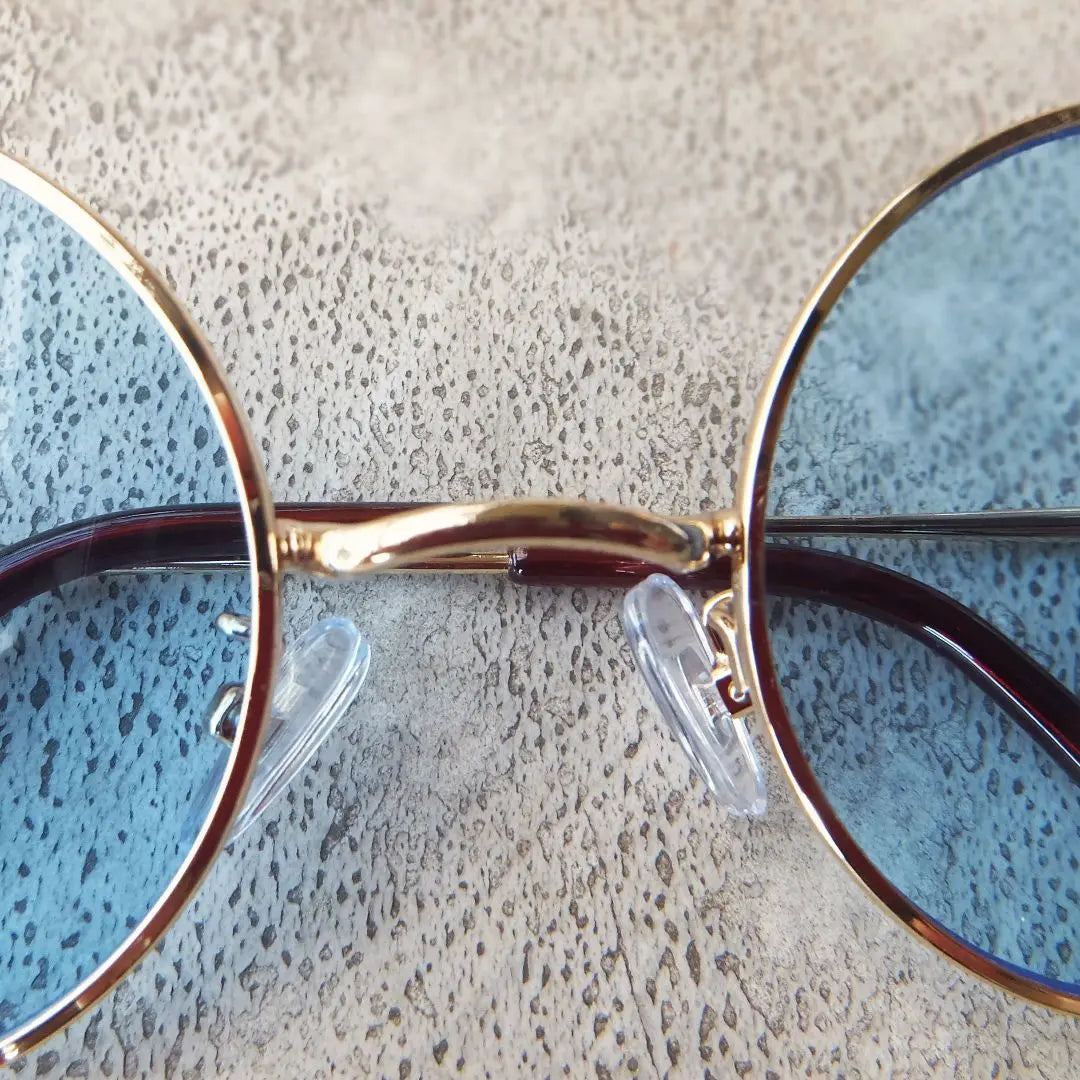 Round Glasses Sunglasses Demi Brown. Gold x Light Blue Round Type