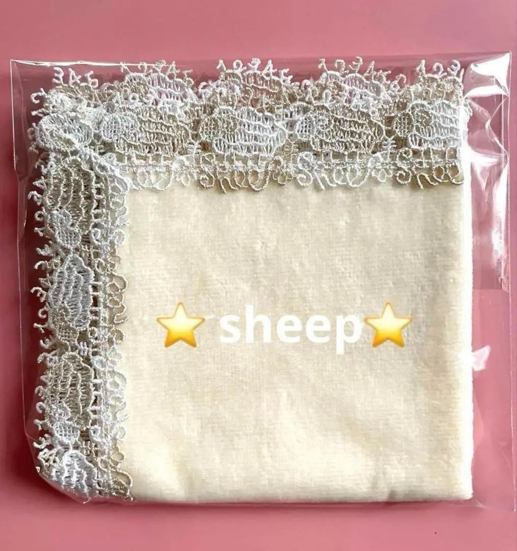 New ⭐️Sheep⭐️Ivory⭐️Chikazawa Lace Towel Handkerchief