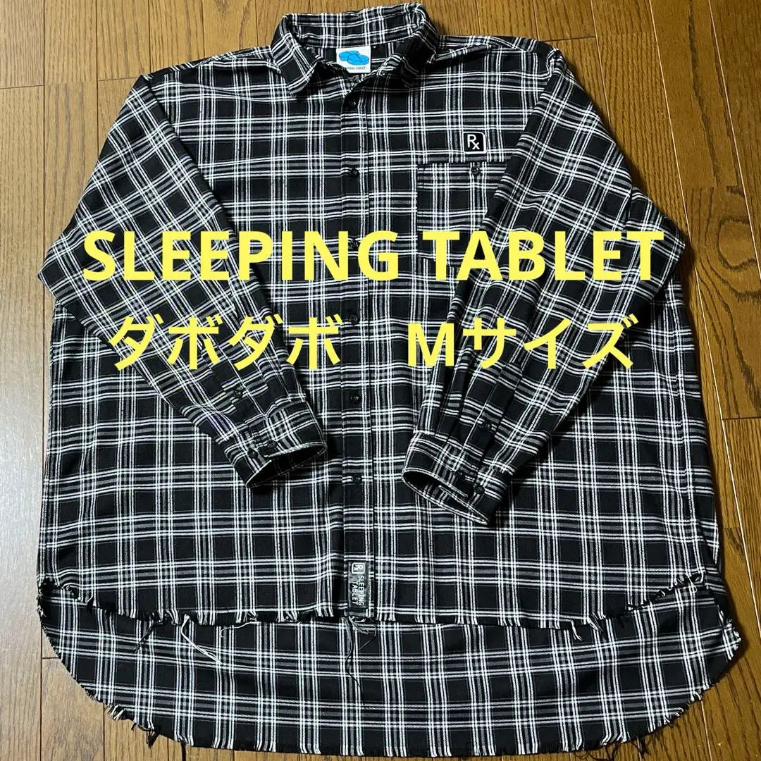 SLEEPINGTABLET Camisa ancha con estampado de cuadros en blanco y negro